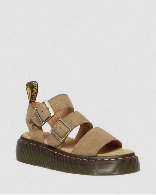 Dr. Martens Brown Gryphon Tumbled Nubuck Leather Platform Sandals