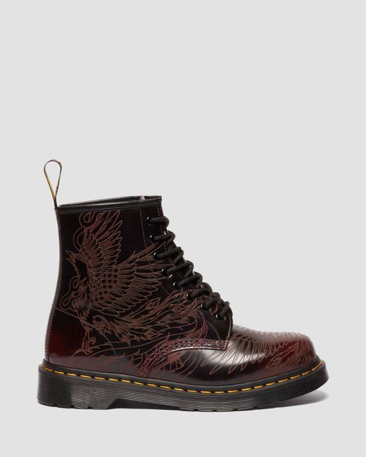 Cuero botas 1460 phoenix de piel arcadia rub off Dr. Martens de hombre de color Brown