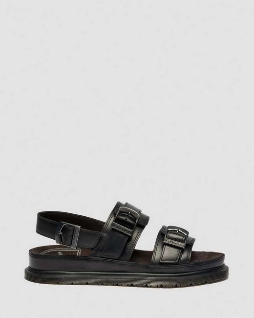 Dr. Martens Black San Two Strap Leather Sandals for men