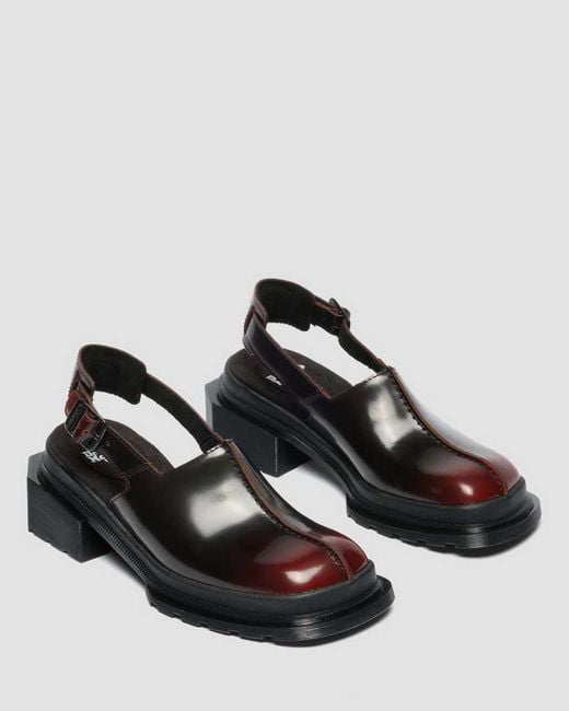 Dr. Martens Black Maybole Square Toe Rub Off Leather Mules