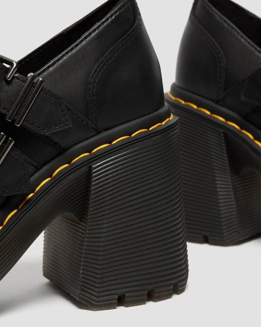 Dr. Martens Black Eviee Sendal Leather Heels