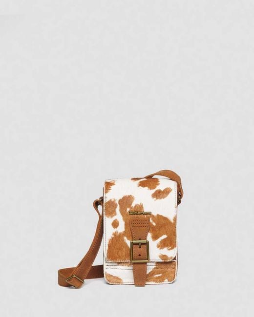 Dr. Martens Orange Hair-on Cow Print Vertical Crossbody Bag Tan