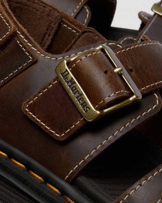 Dr. Martens Brown Zebzag Crazy Horse Leather Sandals for men