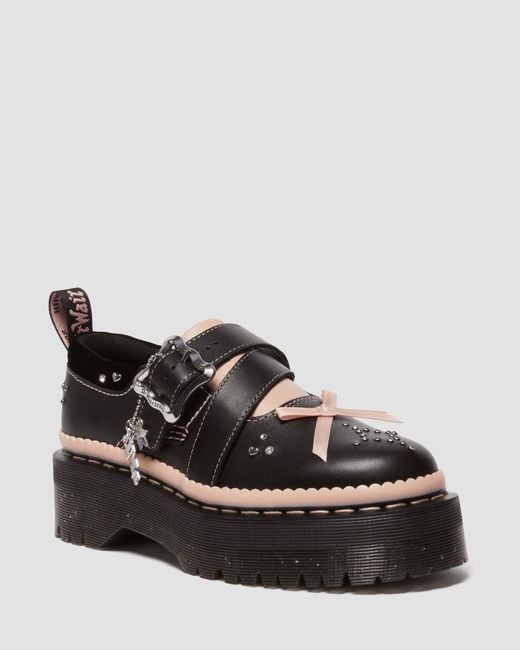 靴 Dr.Martens KEMSLEY STRAP SHOE Dr. Martens Kemsley Leather Buckle Platform Shoes in Black