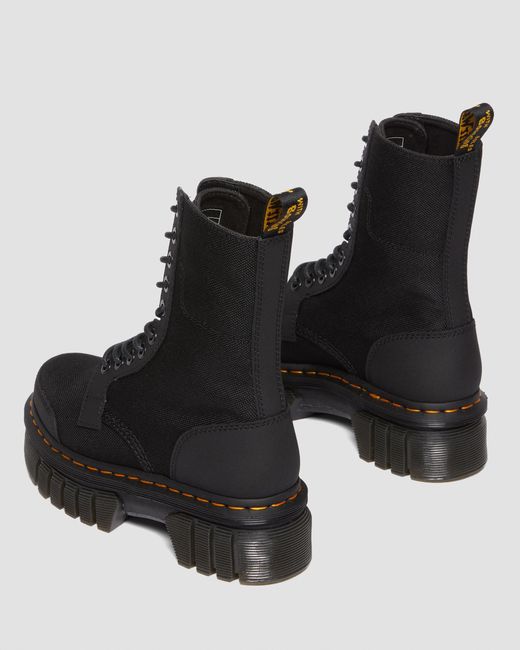 Dr. Martens Black Audrick 10-eye Poly & Leather Platform Boots