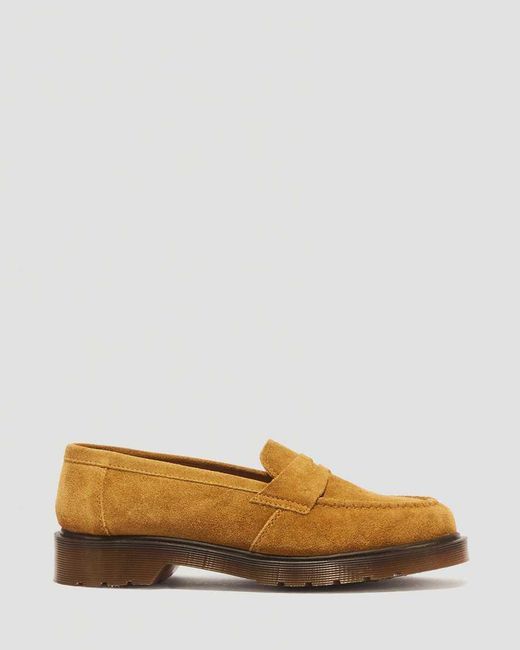 Dr. Martens Yellow Delapre Penny Repello Calf Suede Loafers for men