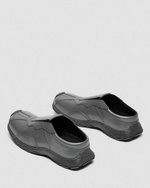 Dr. Martens Gray Aurix Satin Finish Leather Mules Shoes for men