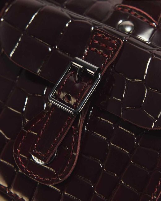 Dr. Martens Black Top Handle Croc Emboss Leather Bag