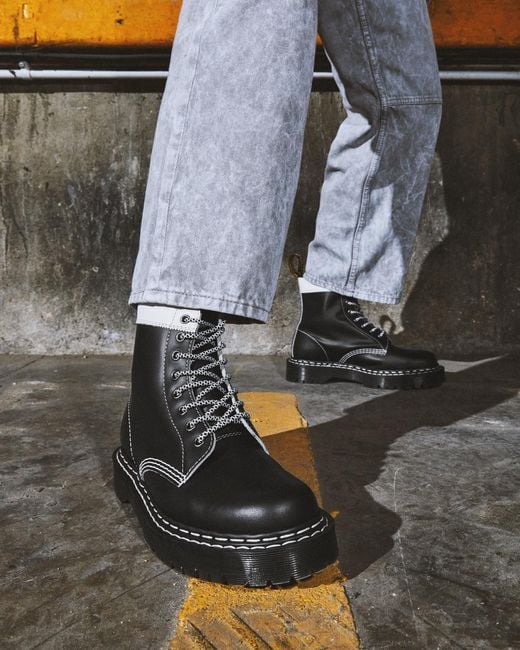 Dr. Martens 1460 Pascal Bex Leather Contrast Lace Up Boots in Black | Lyst