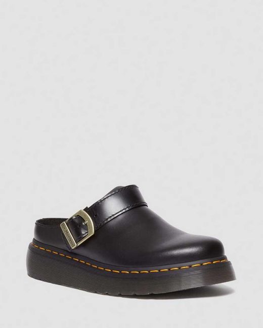 Dr. Martens Black Laketen Leather Platform Mules Shoes for men