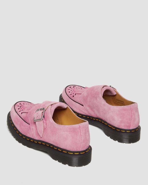 Dr. Martens Pink Ramsey Suede Kiltie Buckle Creepers Shoes for men