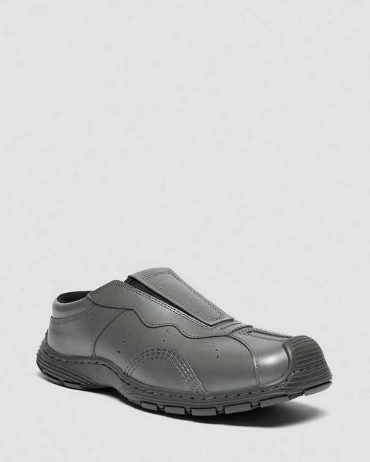 Dr. Martens Gray Aurix Satin Finish Leather Mules Shoes for men