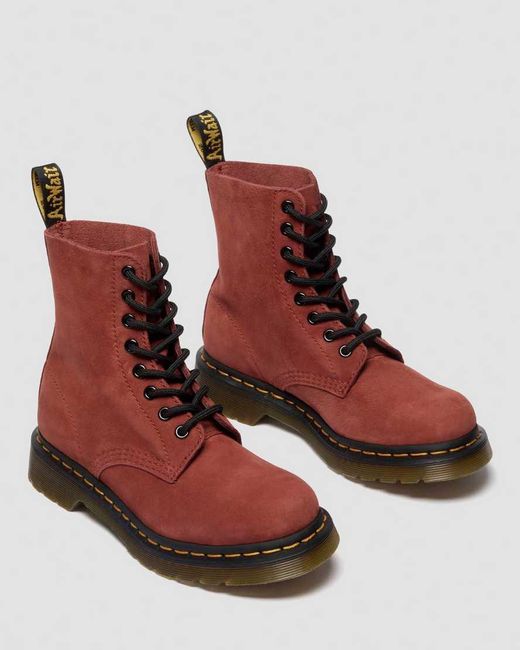 Dr. Martens Red 1460 Pascal Nubuck Leather Lace Up Boots