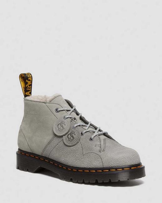 Dr. Martens Gray Church Nubuck & Pebble Leather Monkey Boots