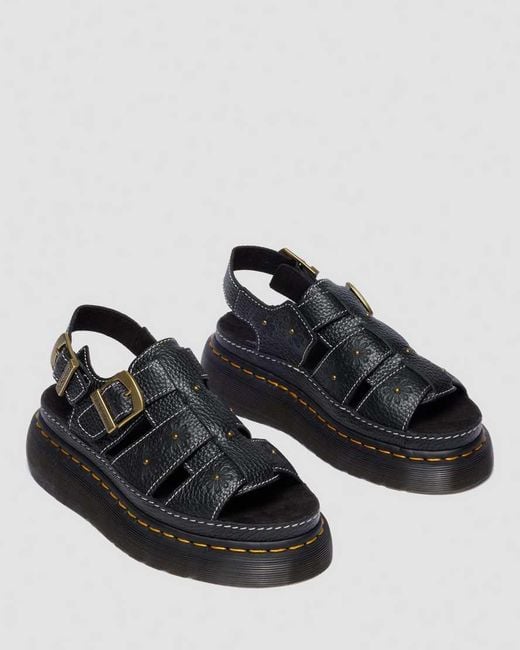 Dr. Martens Black Wrenlie Open Toe Nappa Leather Fisherman Platform Sandals