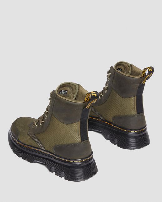 Dr. Martens Green Tarik Leather & Nylon Utility Boots for men