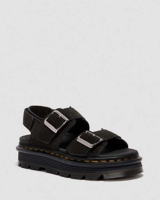 Dr. Martens Black Zebzag Suede Sandals