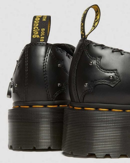 Dr. Martens Black Ramsey Woven Smooth Leather Platform Creepers Shoes for men