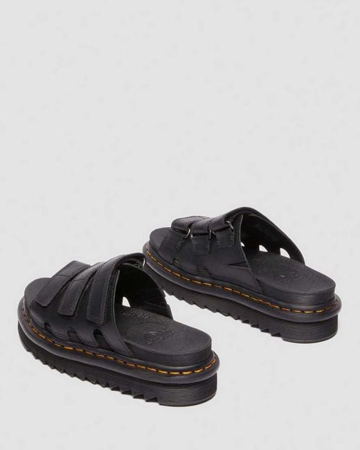 Dr. Martens Black Raine Slide Athena Leather Sandals