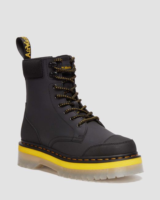 Dr. Martens Leer Jadon Tech Platformlaarzen in het Black voor heren