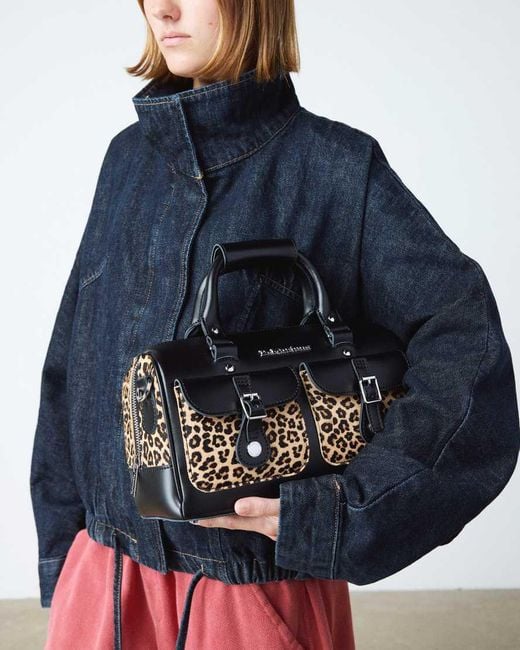 Dr. Martens Black Leather Print Hair-On Top Handle Bag