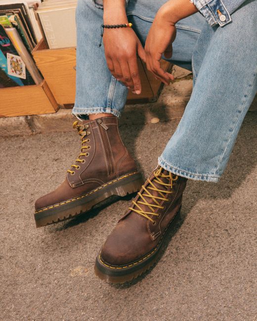 Dr. Martens Jadon Crazy Horse Leather Platform Boots in Brown for Men | Lyst