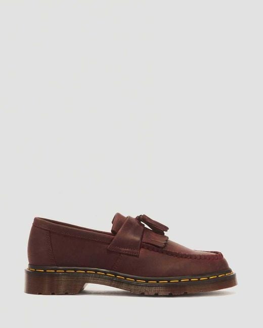 Dr. Martens Brown Adrian Crazy Horse Leather Tassel Loafers for men