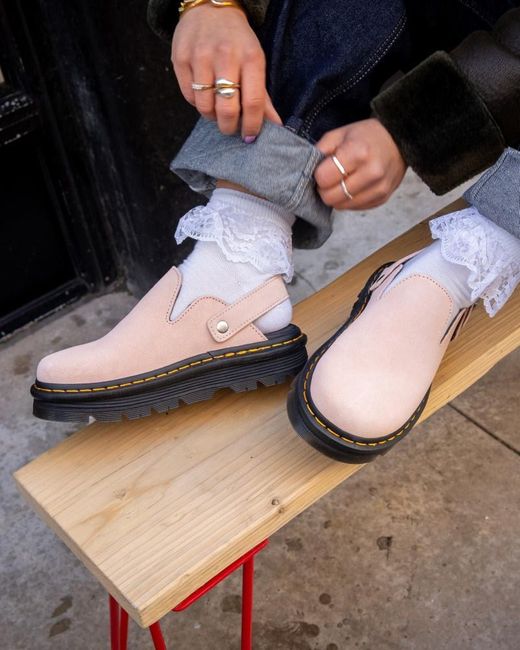 Dr. Martens White Zebzag Suede Casual Slingback Platform Mules for men