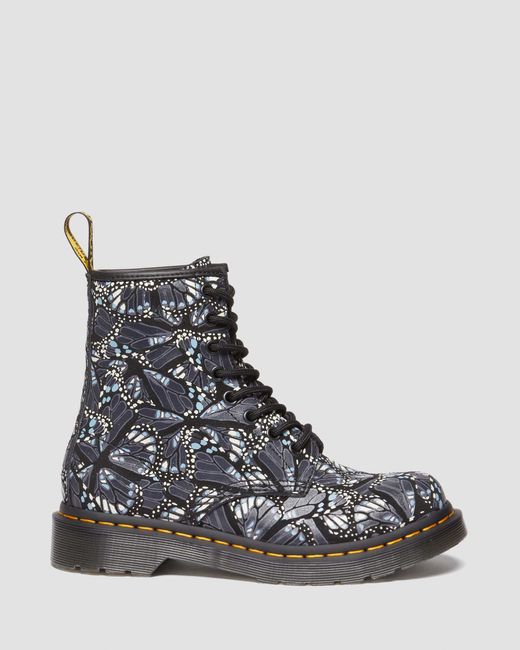 Dr. Martens Black 1460 Butterfly Print Suede Lace Up Boots