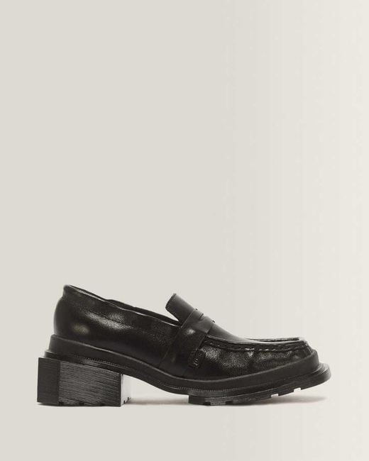 Dr. Martens Black Maybole Square Toe Ruched Leather Loafers