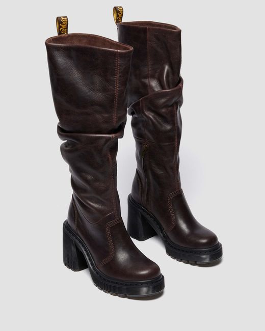 Dr. Martens Black Kasey Kinsley Leather Knee High Heeled Boots