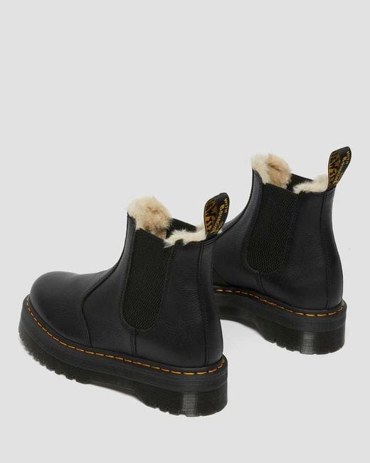 Dr. Martens Black 2976 Quad Plateau Chelsea Stiefel Gefüttert, Leder Schuhe