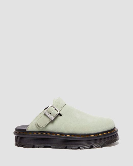 Dr. Martens Green Zebzag Suede Casual Slingback Platform Mules for men