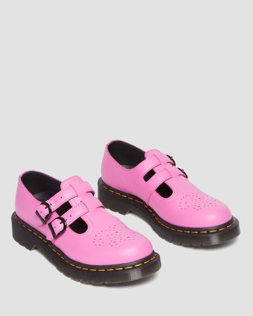 Dr. Martens Pink Soft Leather 8065 Virginia Mary Jane Shoes