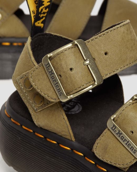 Dr. Martens Green Gryphon Tumbled Nubuck Leather Platform Sandals