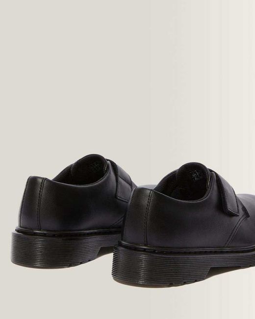 Dr. Martens Black Soft Leather Youth Kamron Velcro Oxford Shoes for men