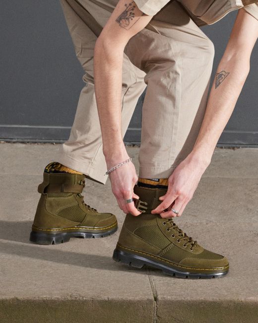 Dr. Martens Combs Tech Suede & Nylon Casual Boots in Green for Men | Lyst