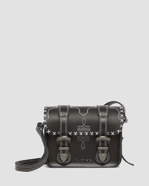 Dr. Martens Black 7" Contrast Stitch Leather Crossbody Bag
