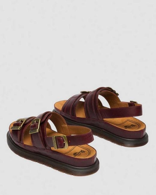 Dr. Martens Brown San Two Strap Leather Sandals for men