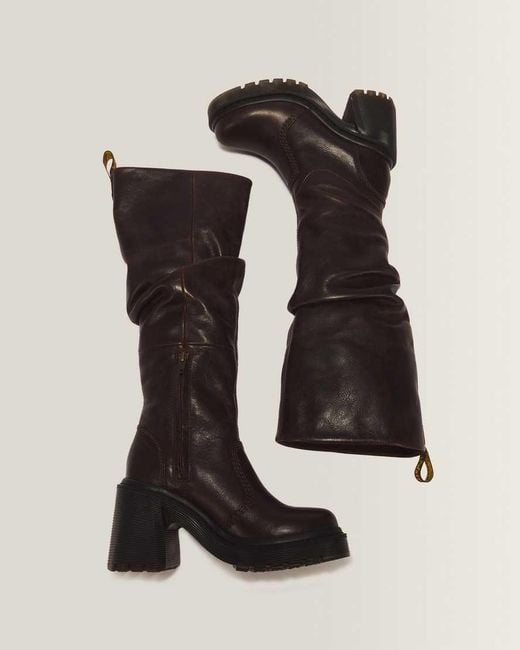 Dr. Martens Black Kasey Kinsley Leather Knee High Heeled Boots