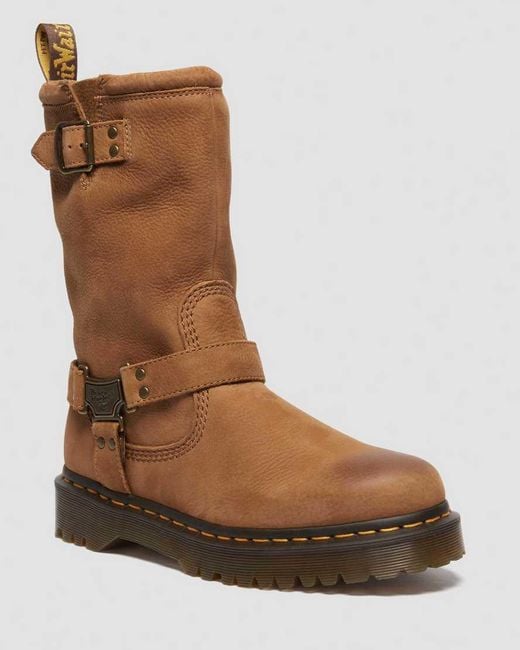Dr. Martens Brown Anistone Hi Tumbled Nubuck Biker Boots