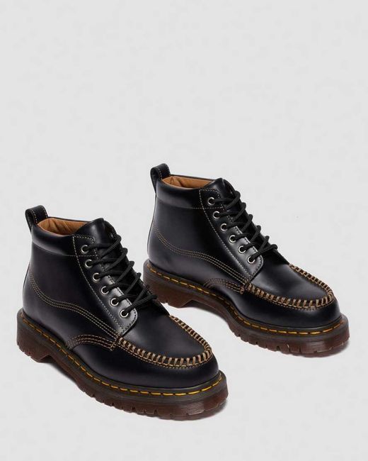 Dr. Martens Black Lowell Chukka Moc Toe Leather Ankle Boots for men