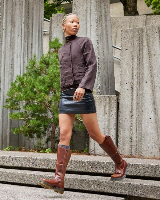 Dr. Martens Amaayah Knee High Leather Riding Boots in Brown | Lyst