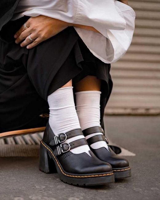Dr. Martens Eviee Sendal Leather Heels in Black | Lyst UK
