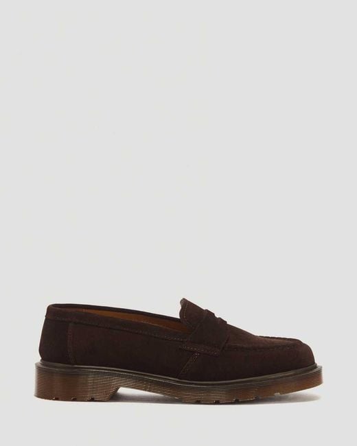 Dr. Martens White Delapre Penny Repello Calf Suede Loafers for men