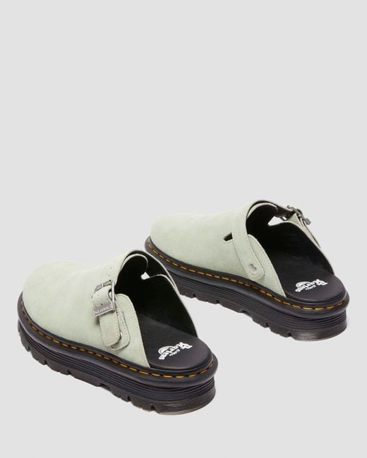 Dr. Martens Green Zebzag Suede Casual Slingback Platform Mules for men