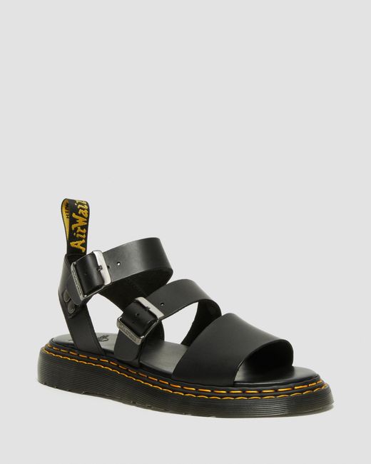 Dr. Martens Gryphon Double Stitch Brando Leather Sandals in Black | Lyst
