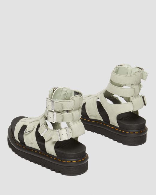 Dr. Martens Metallic Olson Tumbled Nubuck Leather Gladiator Zip Sandals