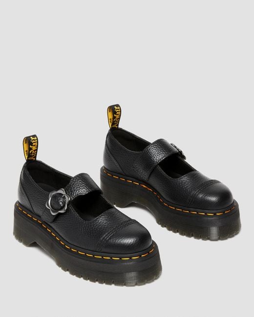 Nappa cuero zapatos con plataforma addina flower de piel Dr. Martens de color Black