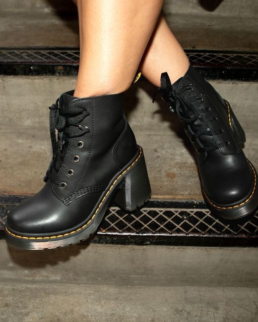 Dr. Martens Black Jesy Sendal Leather Heels Boots